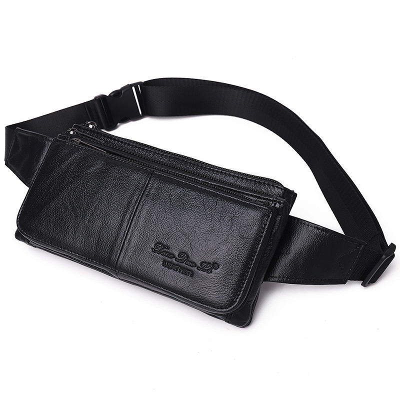 Leatherwork Wallet - メンズウエストファニーパックベルトヒップバッグ財布本革トラベルファッション本牛革男性ショルダースリングチェストクロスボディバッグ