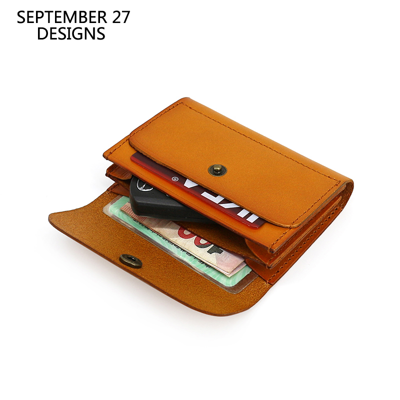 Leatherwork Wallet - ミニウエストバッグ男性本革高級手作りヴィンテージidライセンスクレジットカード財布摩耗ベルトコイン財布牛革ポーチ