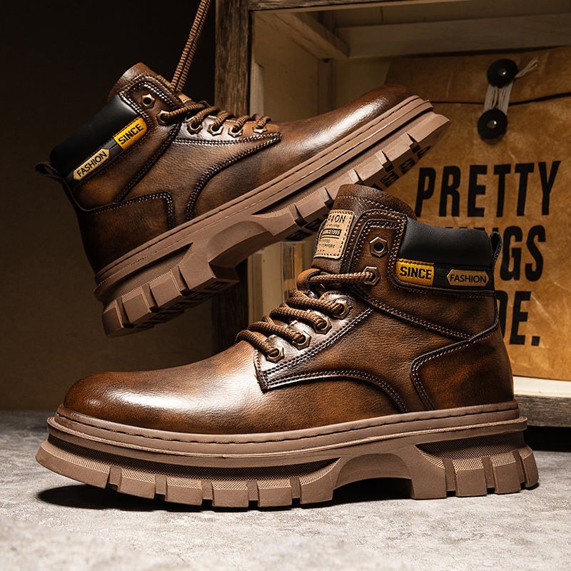 Leatherwork Boots - ヴィンテージ メンズ プラットフォーム アンクルブーツ 秋冬 ブリティッシュ