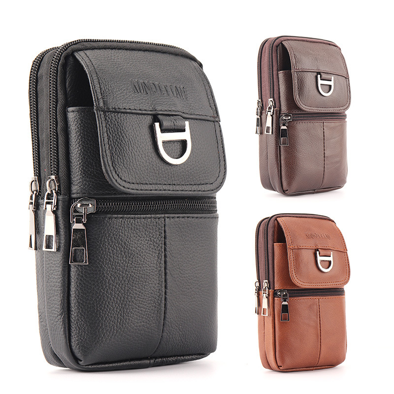 Leather Works Belt - メンズレザーウエストバッグ - 大容量携帯電話ベルトバッグ - アウトドアワークバックパック、スポーツハイキングバッグ、ポータブルクロスボディバッグ