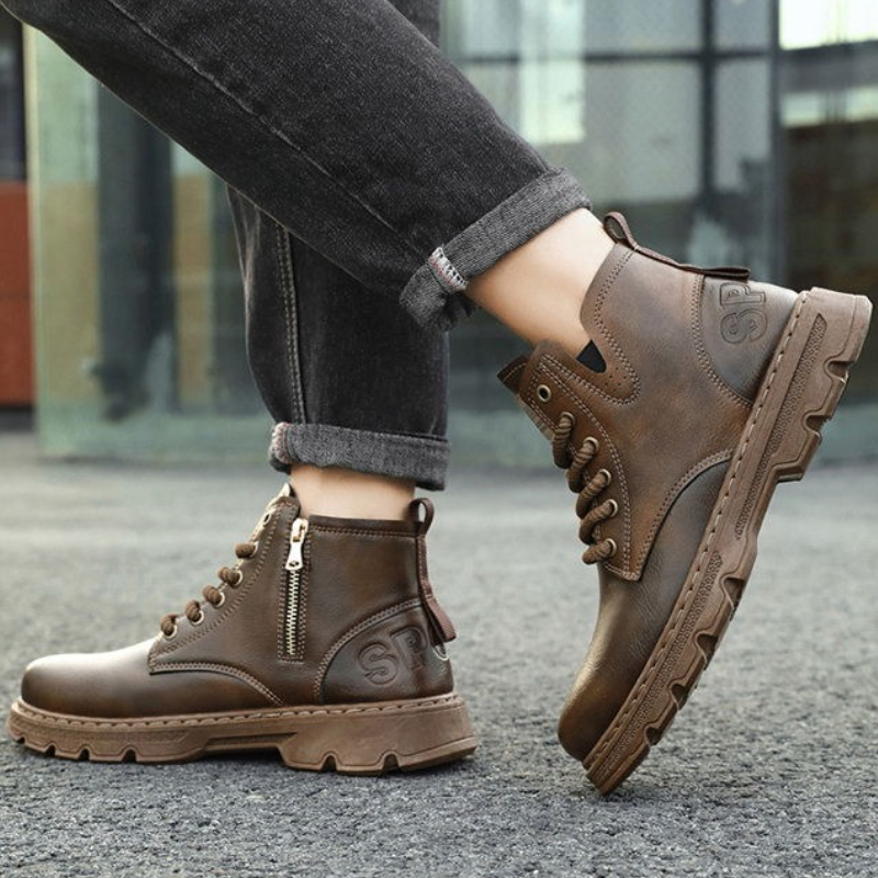 ​ メンズ 2025年冬新作 ジップアップ ハイカット レザ - Leatherwork Boots のレビューと価格