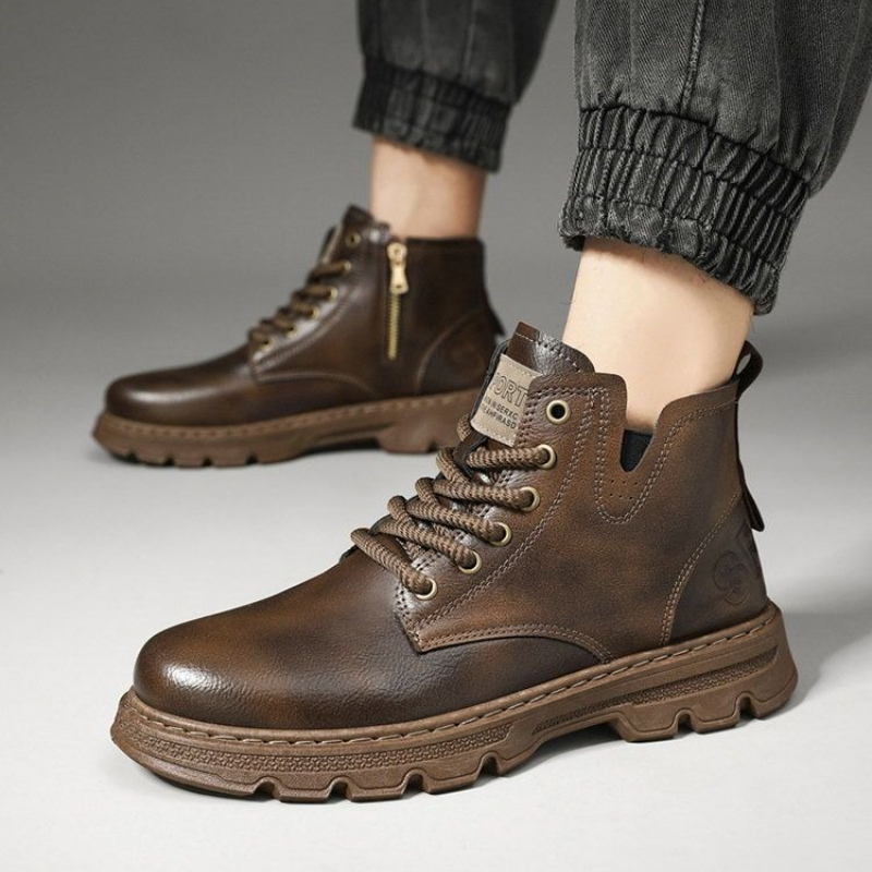 ​ メンズ 2025年冬新作 ジップアップ ハイカット レザ - Leatherwork Boots のレビューと価格