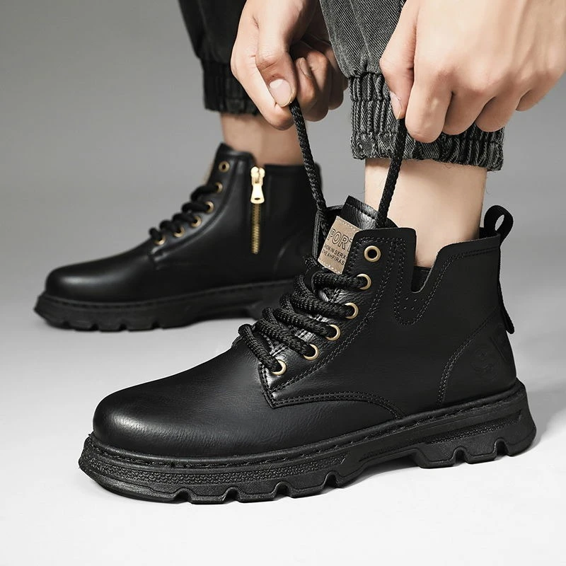 ​ メンズ 2025年冬新作 ジップアップ ハイカット レザ - Leatherwork Boots のレビューと価格