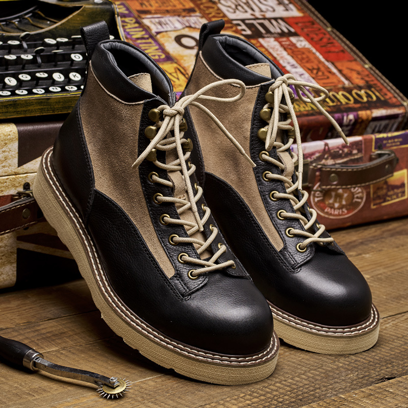 メンズショートトゥワークブーツ、アメカジスタイル本革ハイカッ - Leatherwork Boots のレビューと価格