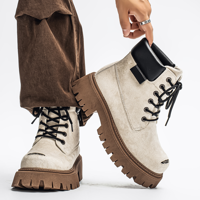 クラシックハイトップブーツアウトドアレザーメンズカジュアルア - Leatherwork Boots のレビューと価格