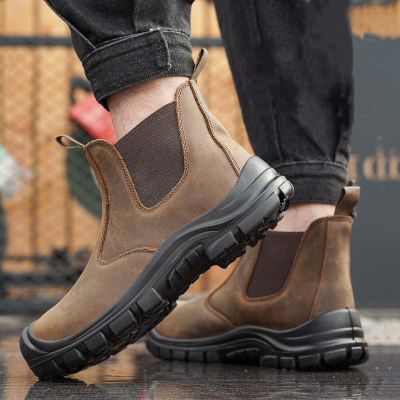 大きいサイズのメンズファッション、スチールトゥカバー付きワー - Leatherwork Boots のレビューと価格