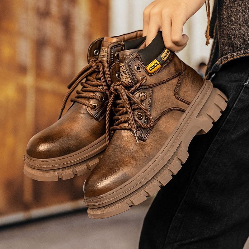 ヴィンテージ メンズ プラットフォーム アンクルブーツ 秋冬 - Leatherwork Boots のレビューと価格