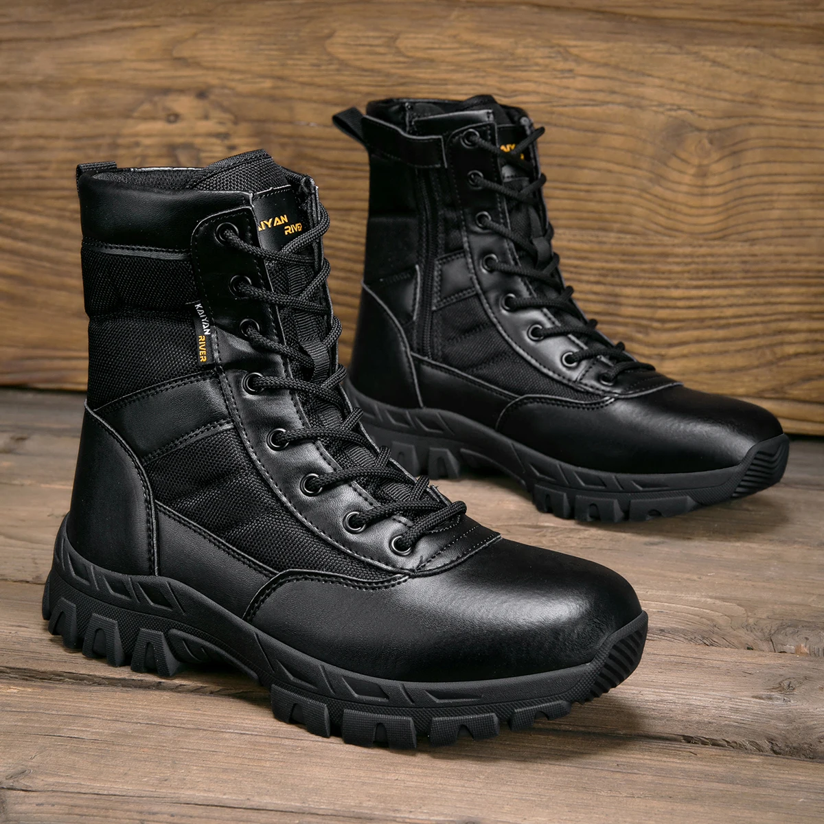 メンズアウトドアハイキングシューズハイトップレザーブーツ戦術 - Leatherwork Boots のレビューと価格