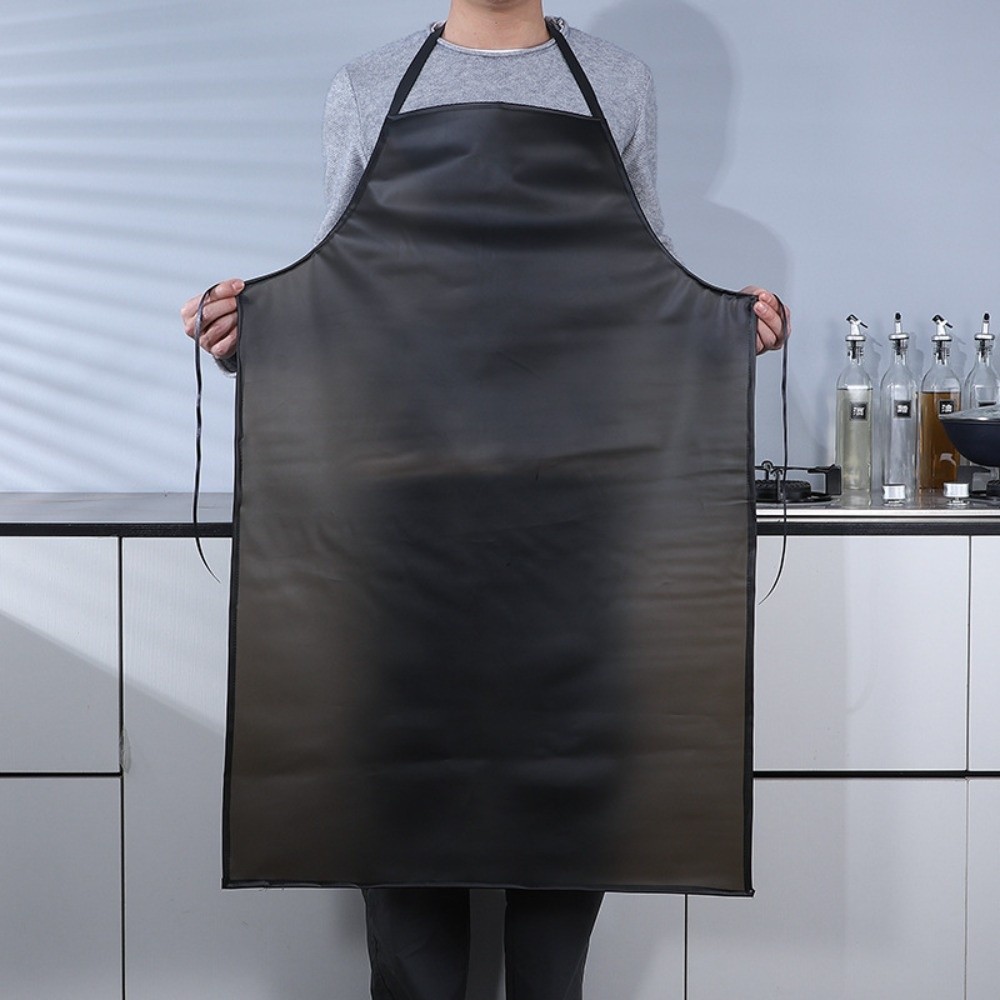 PVC防水耐油エプロン ウエスト丈長め ブラックレザー 工場 - Leather Work Factory のレビューと価格
