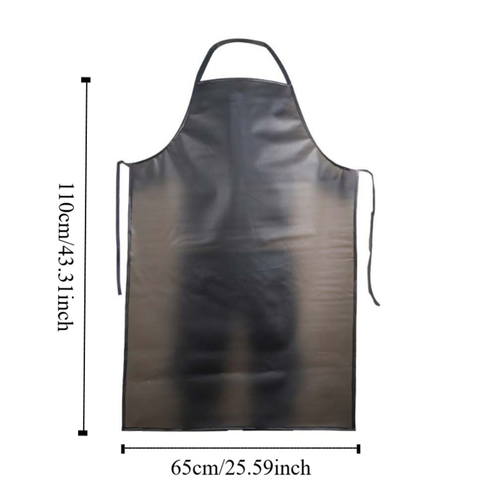 PVC防水耐油エプロン ウエスト丈長め ブラックレザー 工場 - Leather Work Factory のレビューと価格