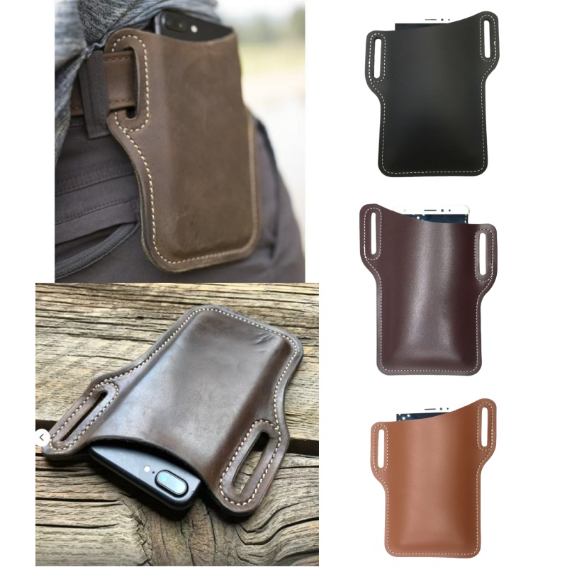 アウトドア収納レトロ馬革製携帯電話ウエストバッグ、ベルト装着 - Leather Works Belt のレビューと価格