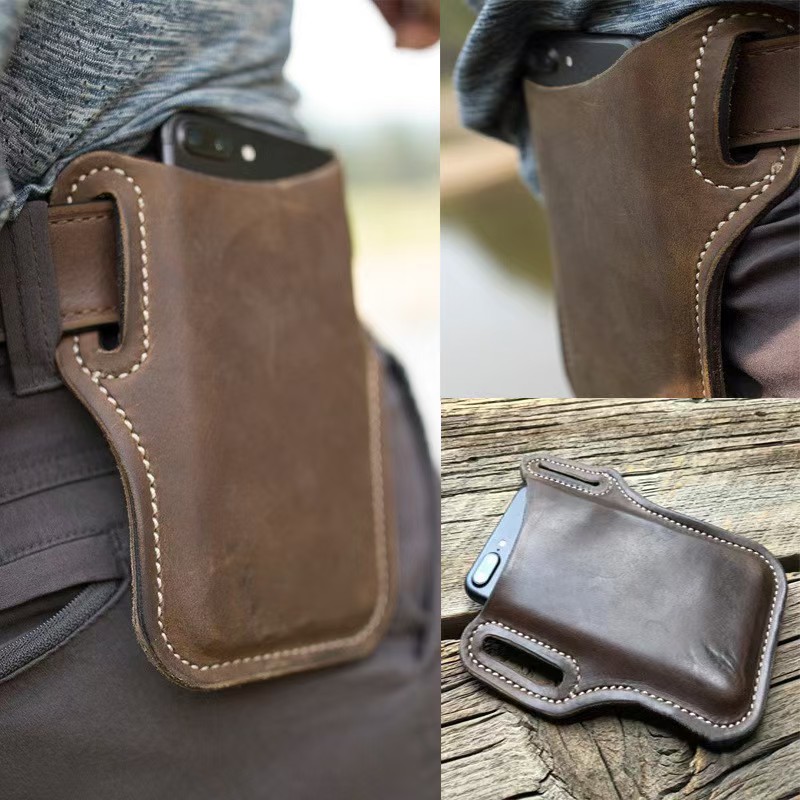 アウトドア収納レトロ馬革製携帯電話ウエストバッグ、ベルト装着 - Leather Works Belt のレビューと価格