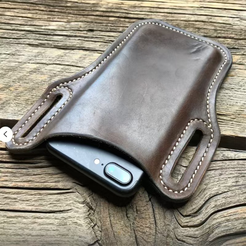 アウトドア収納レトロ馬革製携帯電話ウエストバッグ、ベルト装着 - Leather Works Belt のレビューと価格
