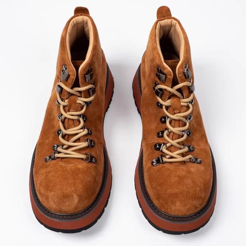 日本製厚底本革アウトドアアンクルブーツ メンズ秋用ワークブー - Leatherwork Boots のレビューと価格