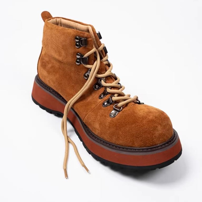 日本製厚底本革アウトドアアンクルブーツ メンズ秋用ワークブー - Leatherwork Boots のレビューと価格