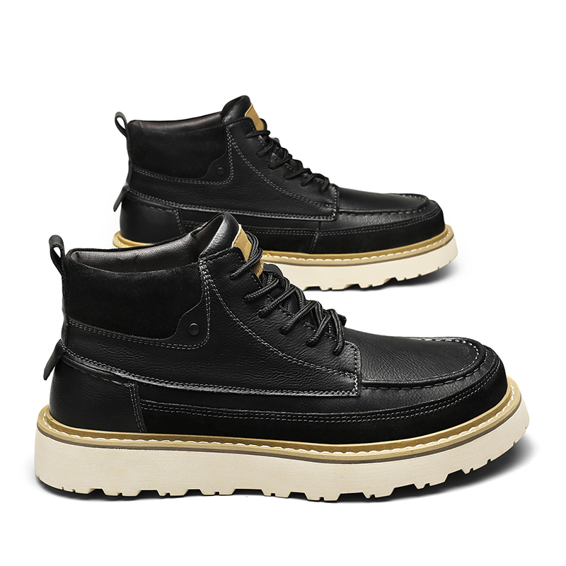 メンズブラウンフリース裏地付き暖かいハイアンクルワークブーツ - Leatherwork Boots のレビューと価格